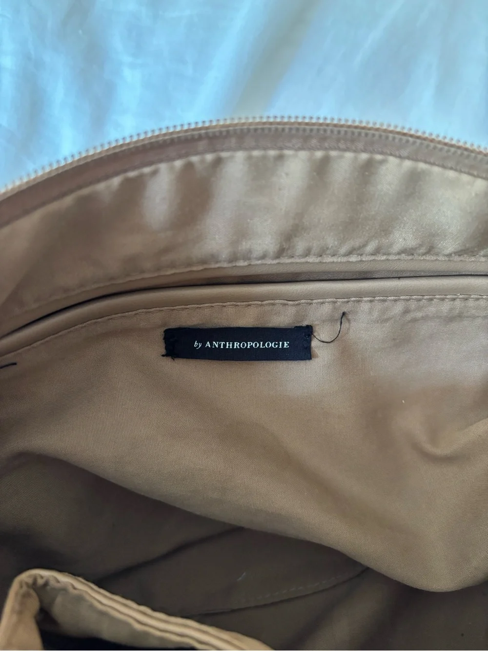 Anthropologie Tan Zip Cosmetic Pouch